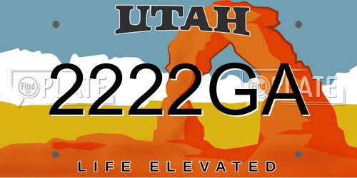 2222GA Utah License Plate
