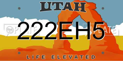 222EH5 Utah License Plate