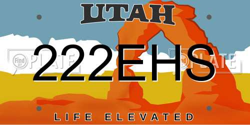222EHS Utah License Plate
