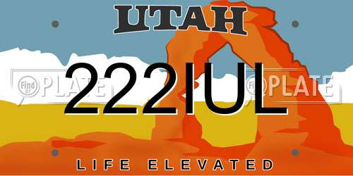 222IUL Utah License Plate