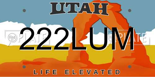 222LUM Utah License Plate