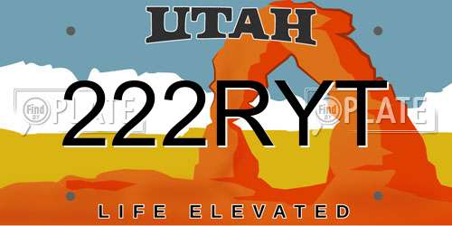 222RYT Utah License Plate