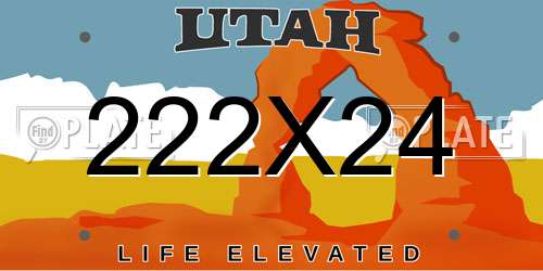 222X24 Utah License Plate