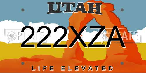 222XZA Utah License Plate