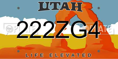 222ZG4 Utah License Plate