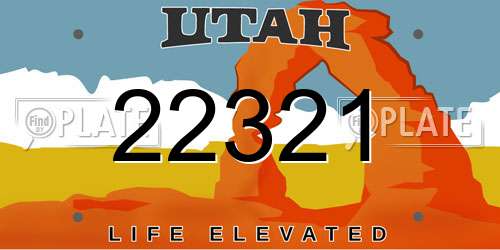 22321 Utah License Plate