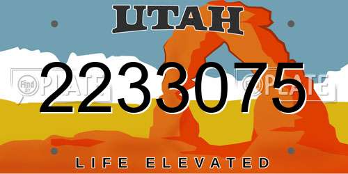 2233075 Utah License Plate