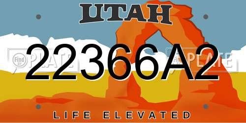 22366A2 Utah License Plate