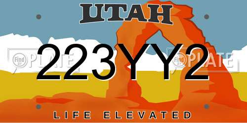 223YY2 Utah License Plate