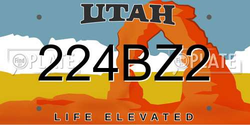 224BZ2 Utah License Plate