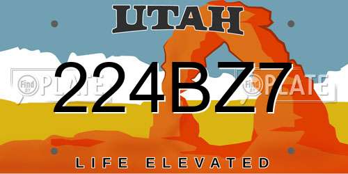 224BZ7 Utah License Plate
