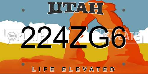 224ZG6 Utah License Plate