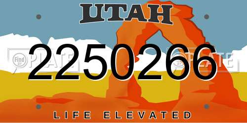2250266 Utah License Plate