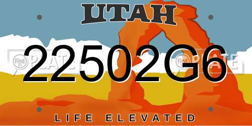 22502G6 Utah License Plate