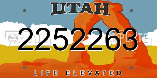 2252263 Utah License Plate