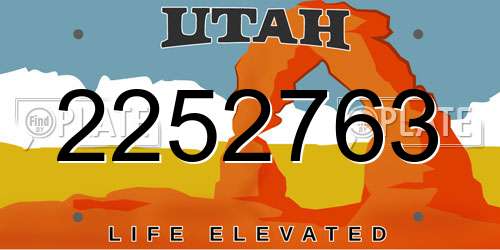 2252763 Utah License Plate