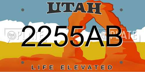 2255AB Utah License Plate