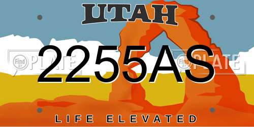 2255AS Utah License Plate