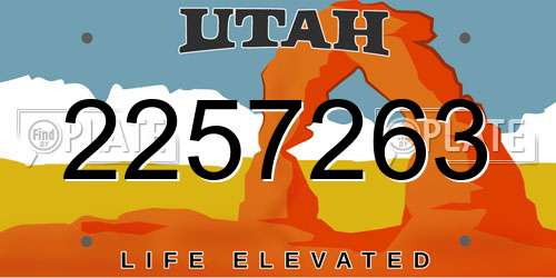 2257263 Utah License Plate