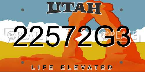 22572G3 Utah License Plate