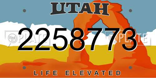 2258773 Utah License Plate