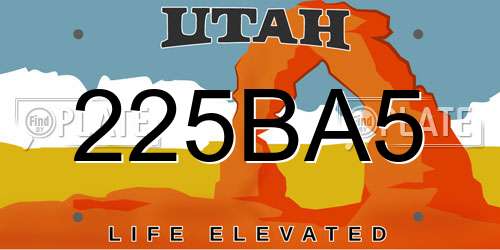 225BA5 Utah License Plate