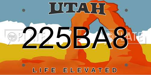 225BA8 Utah License Plate