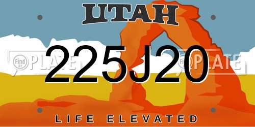 225J20 Utah License Plate