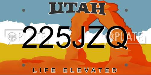 225JZQ Utah License Plate