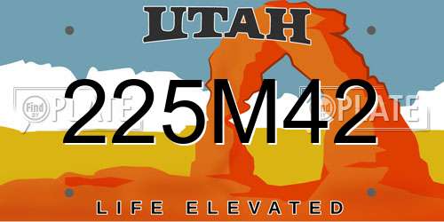 225M42 Utah License Plate