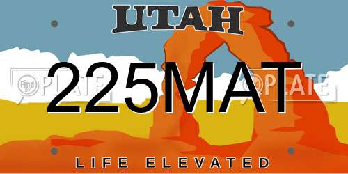 225MAT Utah License Plate