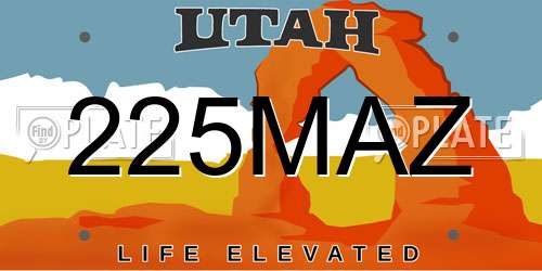 225MAZ Utah License Plate
