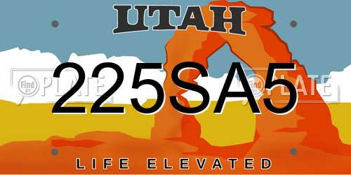 225SA5 Utah License Plate