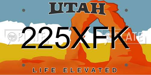 225XFK Utah License Plate