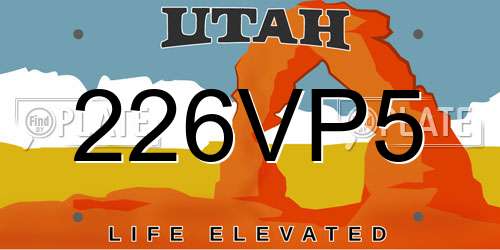 226VP5 Utah License Plate