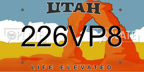 226VP8 Utah License Plate