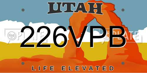 226VPB Utah License Plate