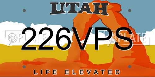 226VPS Utah License Plate