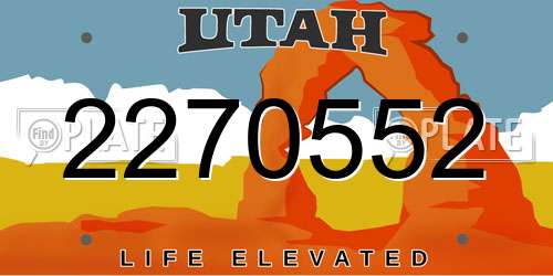 2270552 Utah License Plate