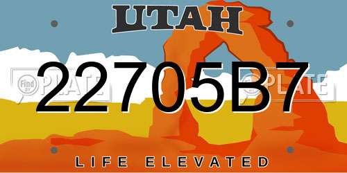 22705B7 Utah License Plate