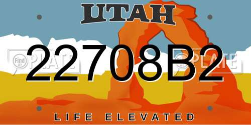22708B2 Utah License Plate