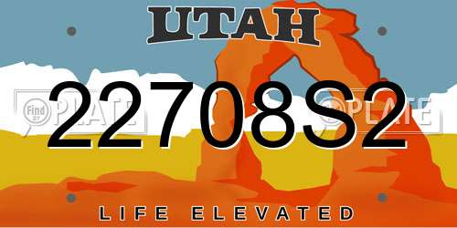 22708S2 Utah License Plate