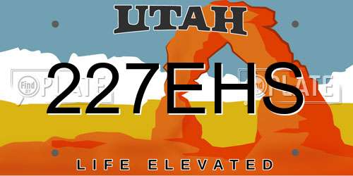 227EHS Utah License Plate