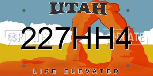 227HH4 Utah License Plate