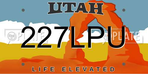227LPU Utah License Plate