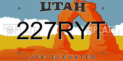 227RYT Utah License Plate