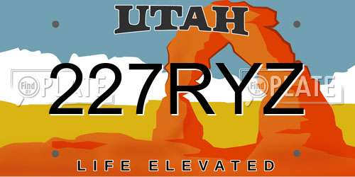 227RYZ Utah License Plate