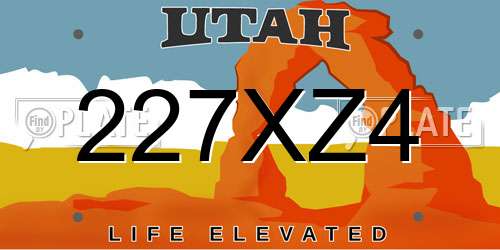 227XZ4 Utah License Plate