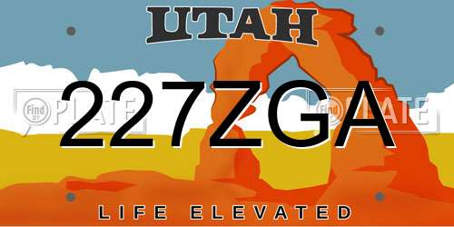 227ZGA Utah License Plate