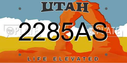 2285AS Utah License Plate